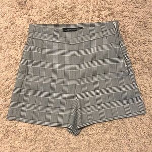Zara grey plaid high waist shorts XS